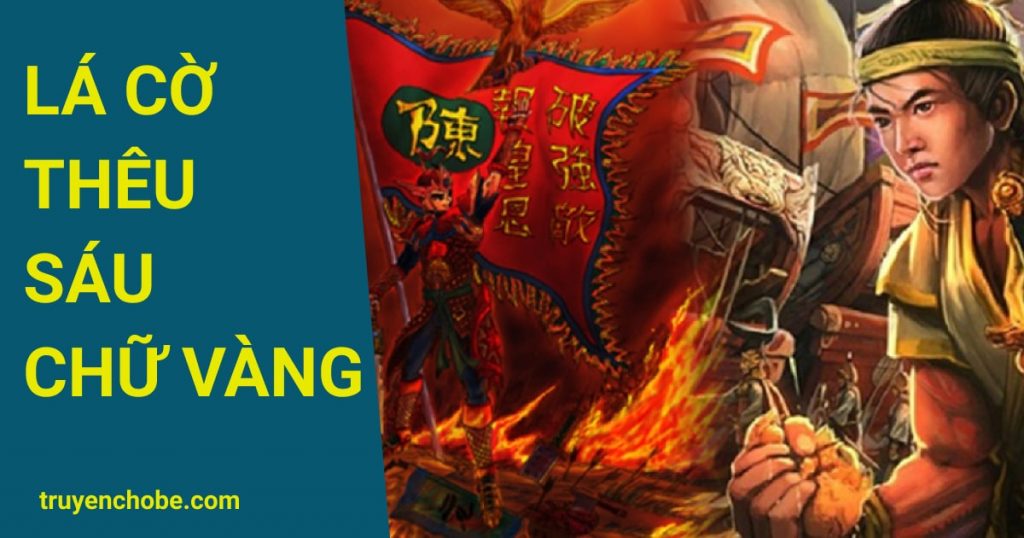 Lá cờ thêu sáu chữ vàng